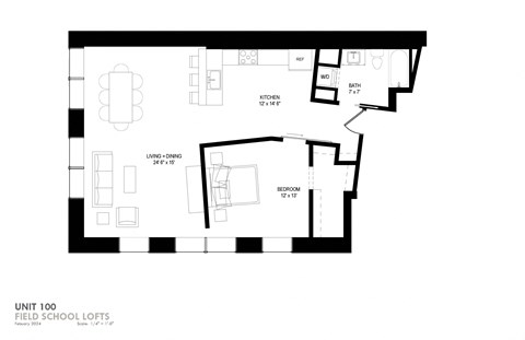 the floor plan of unit 100